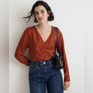 Madewell Brushed Ruched-Front Top
